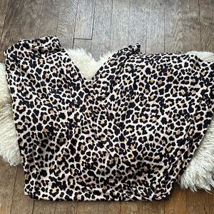 Zara Animal Print flowy wide leg pant